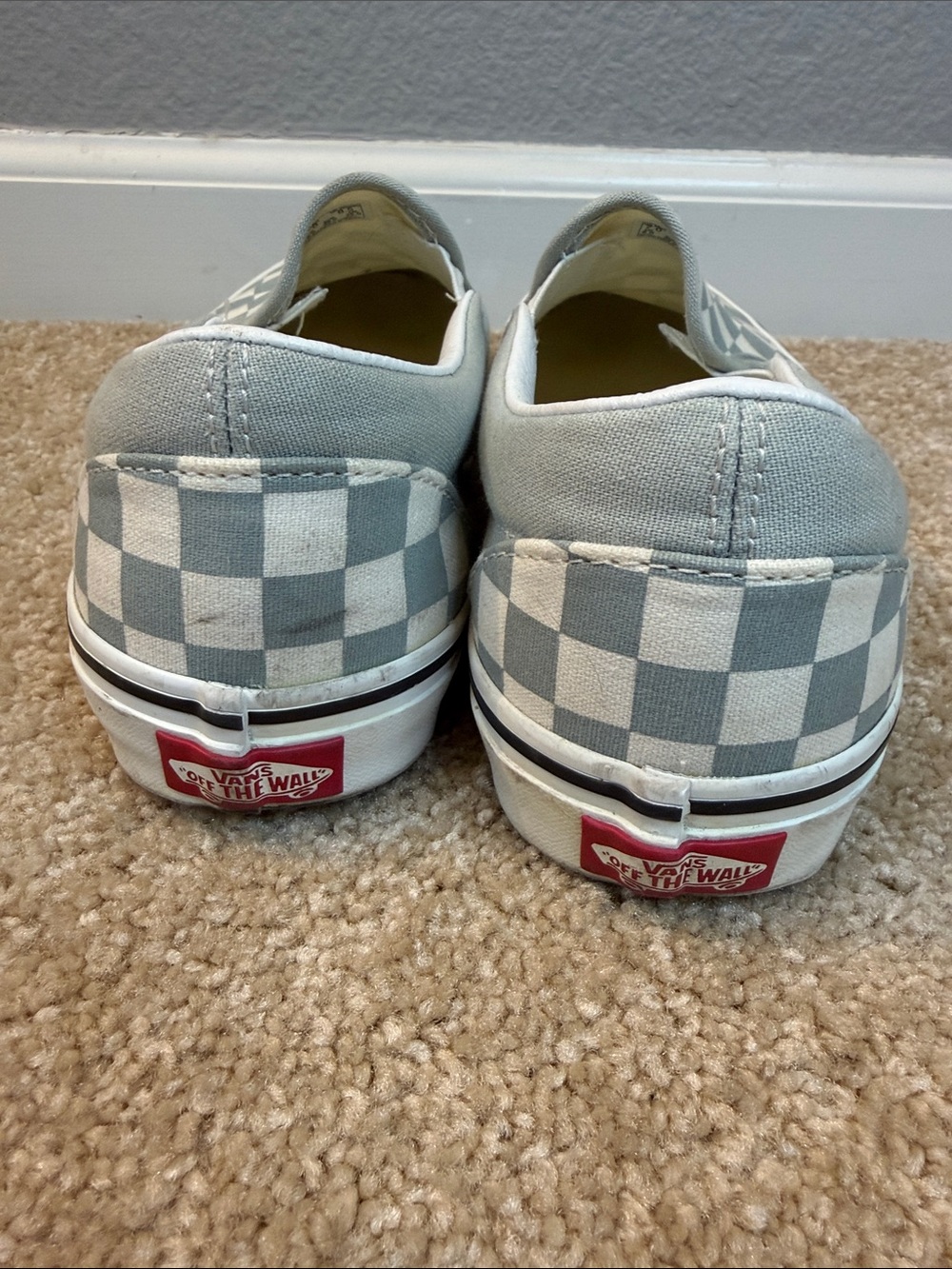 Vans Slip-On Checkerboard Sneakers - Gray & White Size 8.5 Women’s - Picture 6 of 8